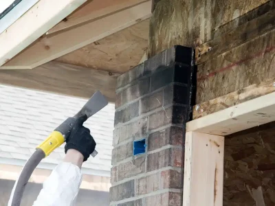 Smoke damage restoration work on exterior wall by a Phoenix Restoration professional.